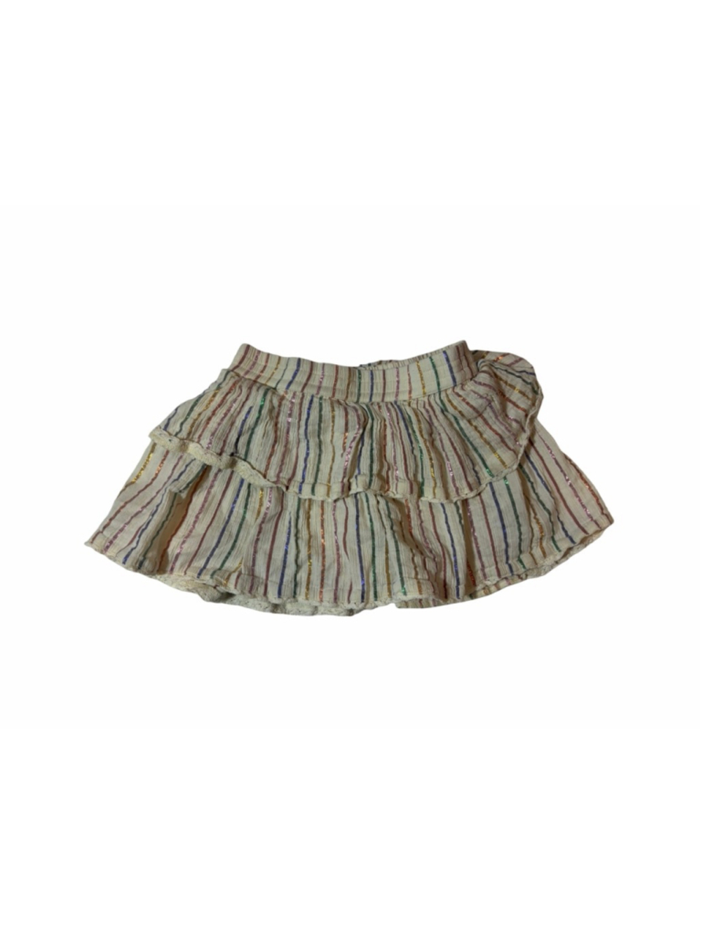 Gap Kids Tiered Rainbow Metallic Stripe Skirt XS Cottagecore Boho